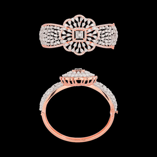 18K Two Tone Gold Diamond Kada - 6.451ct VS-SI-GH