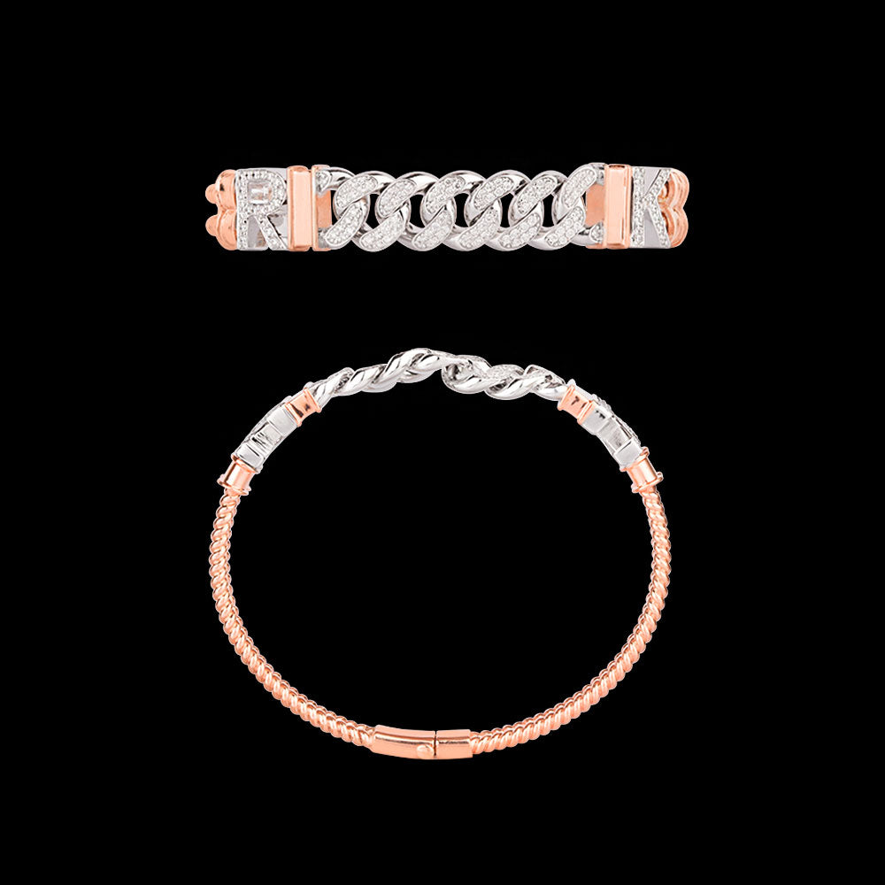 18K Two Tone Gold Diamond Kada - 1.154ct VVS-VS-GH