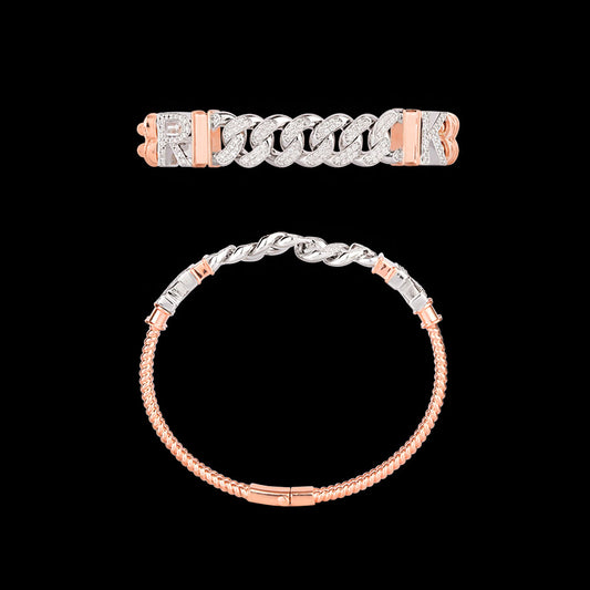 18K Two Tone Gold Diamond Kada - 1.154ct VVS-VS-GH