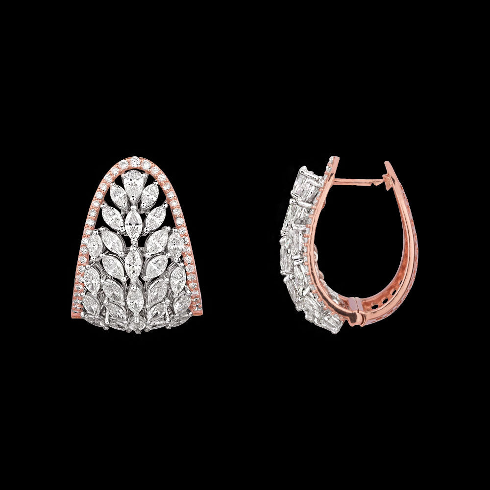 14K Two Tone Gold Diamond Earrings - 6.434ct SI-WK