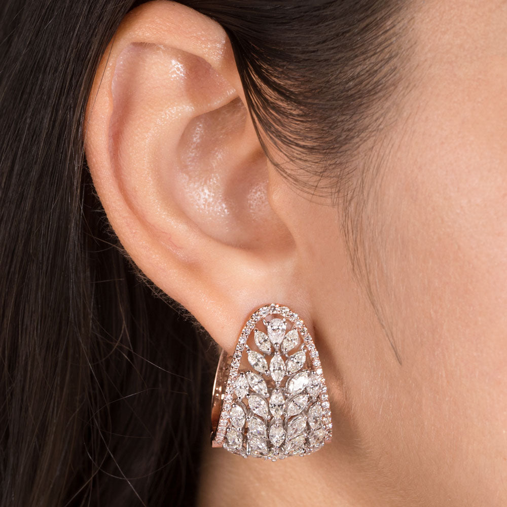 14K Two Tone Gold Diamond Earrings - 6.434ct SI-WK