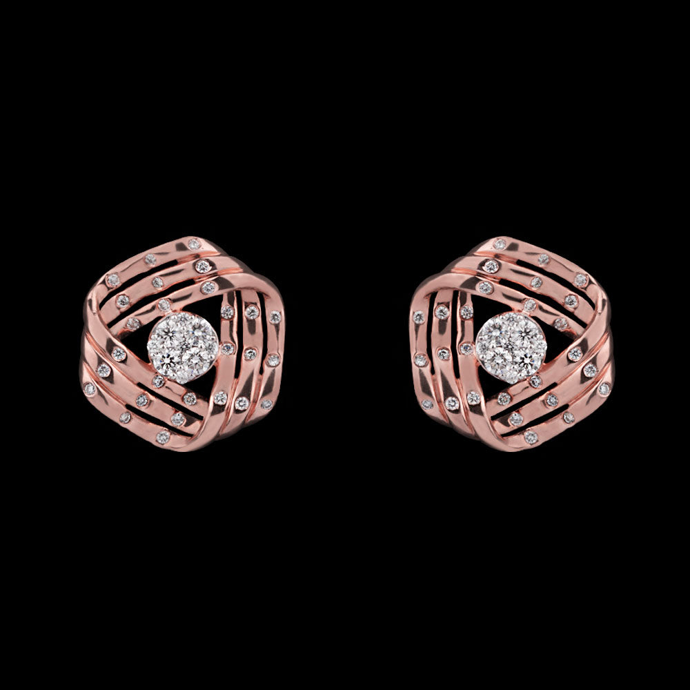 18K Two Tone Gold Diamond Earrings - 0.58ct VS-GH