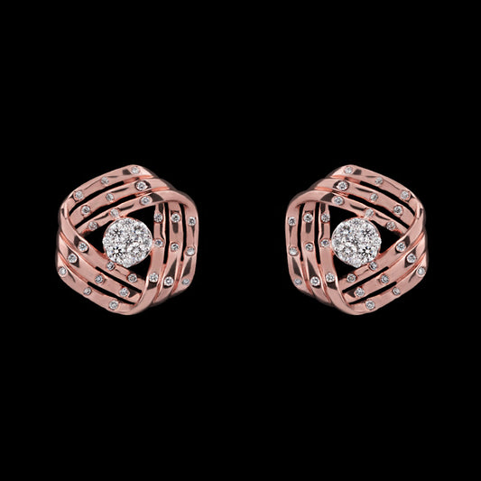 18K Two Tone Gold Diamond Earrings - 0.58ct VS-GH