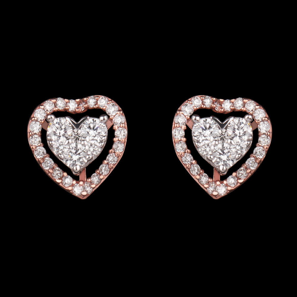 14K Two Tone Gold Diamond Earrings - 0.56ct VVS-VS-GH