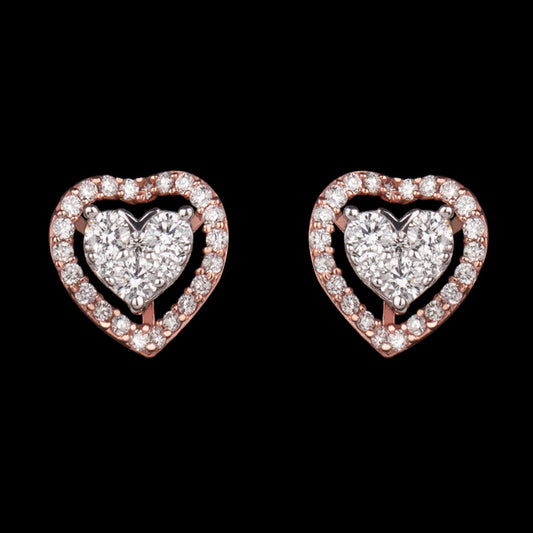 14K Two Tone Gold Diamond Earrings - 0.56ct VVS-VS-GH