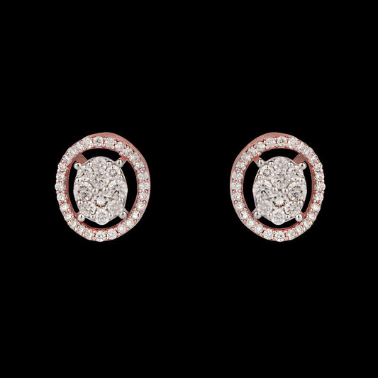 14K Two Tone Gold Diamond Earrings - 0.89ct VVS-VS-HI