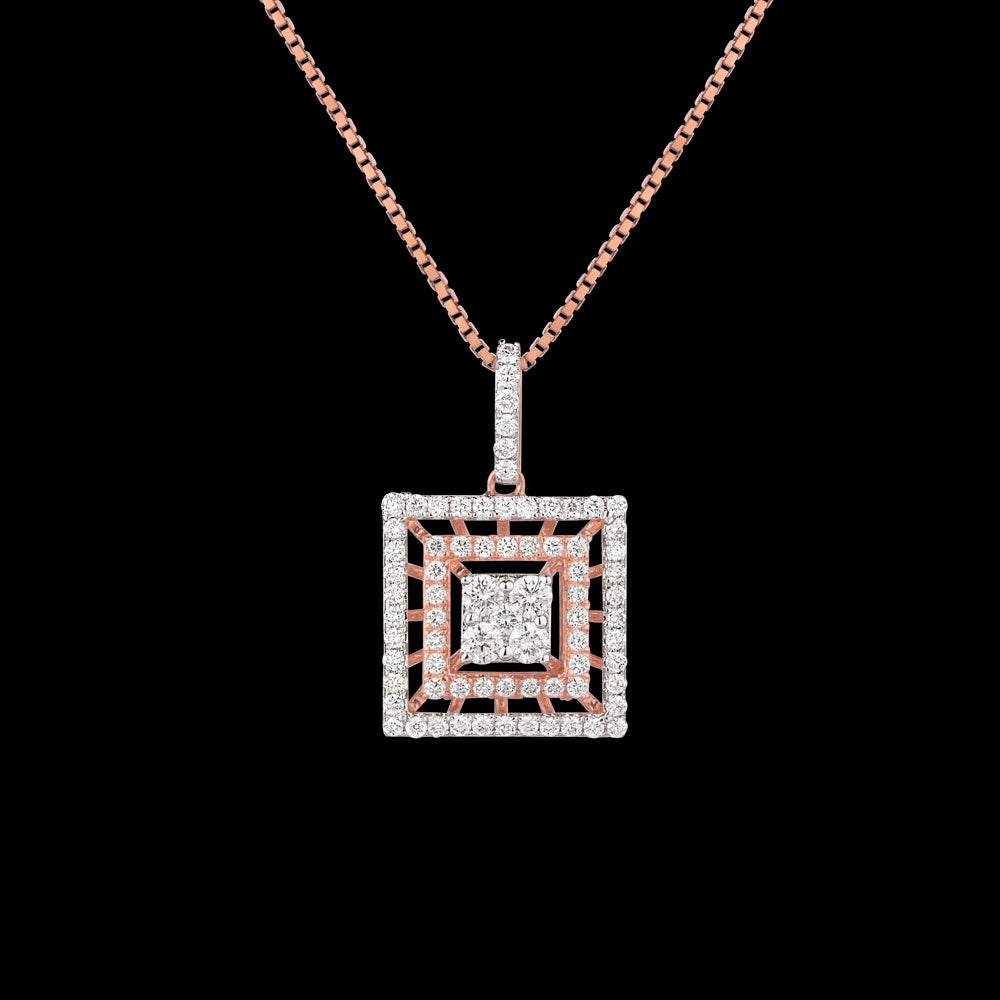 18K Two Tone Gold Diamond Pendant - 0.599ct VVS-VS-GH