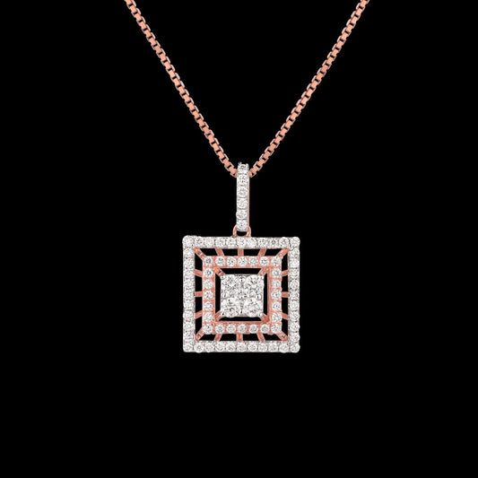 18K Two Tone Gold Diamond Pendant - 0.599ct VVS-VS-GH