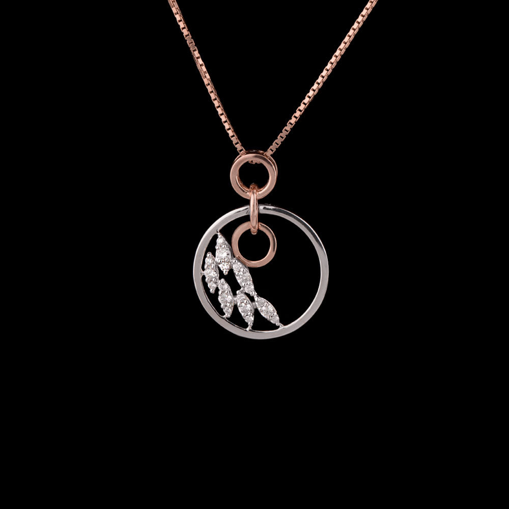 18K Two Tone Gold Diamond Pendant - 0.22ct VS-GH