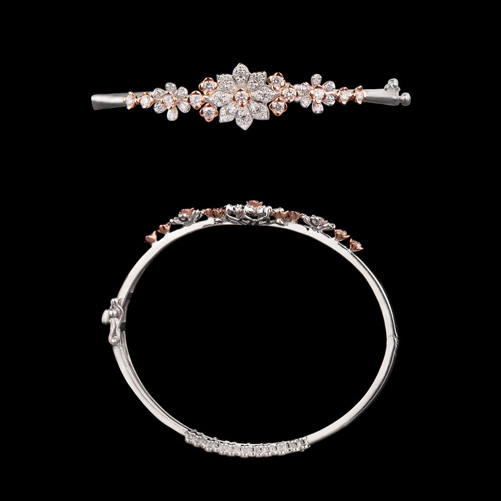 18K Two Tone Gold Diamond Kada - 0.83ct SI-GH