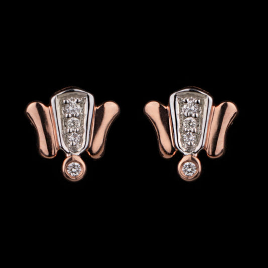 14K Two Tone Gold Diamond Earrings - 0.06ct VS-GH