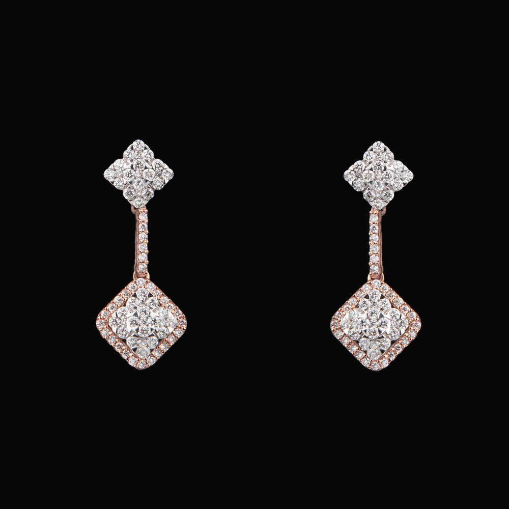 14K Two Tone Gold Diamond Earrings - 0.87ct SI-GH