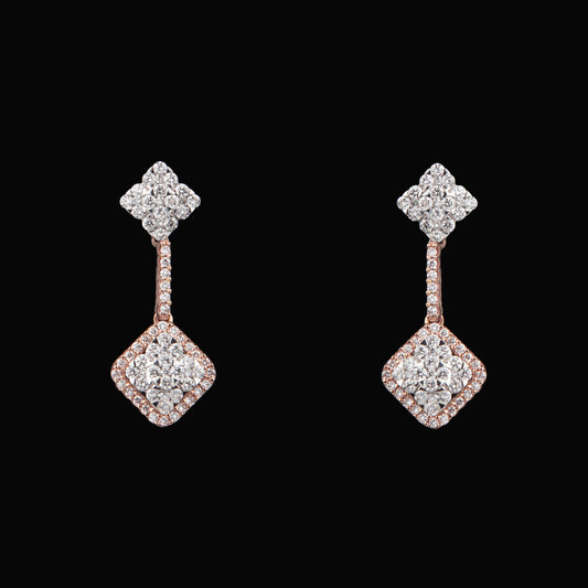 14K Two Tone Gold Diamond Earrings - 0.87ct SI-GH
