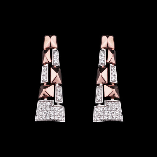 14K Two Tone Gold Diamond Earrings - 0.27ct SI-GH