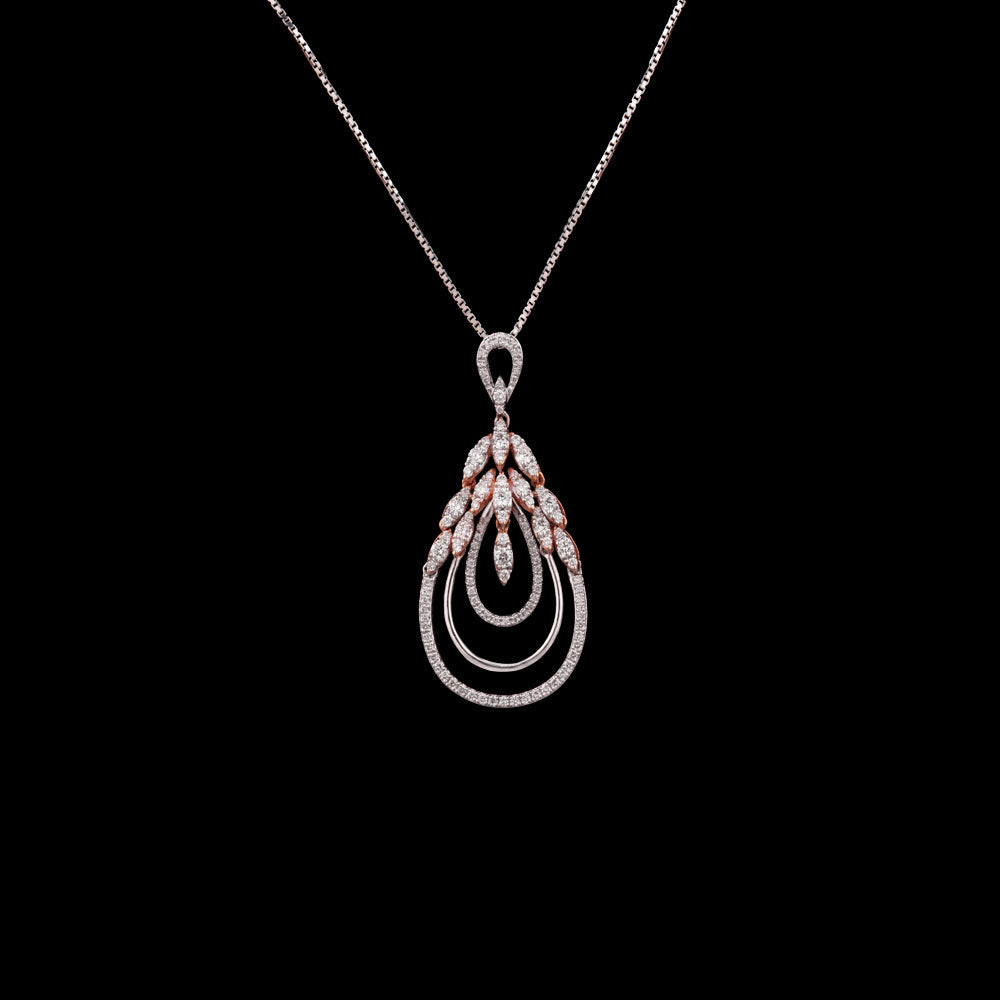 18K Two Tone Gold Diamond Pendant - 0.98ct VS-IJ