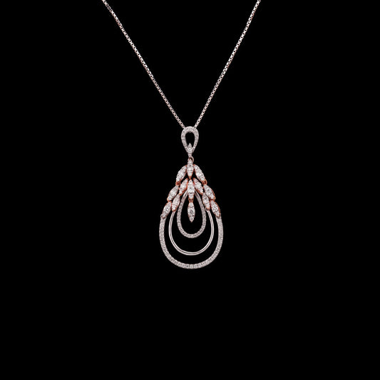 18K Two Tone Gold Diamond Pendant - 0.98ct VS-IJ