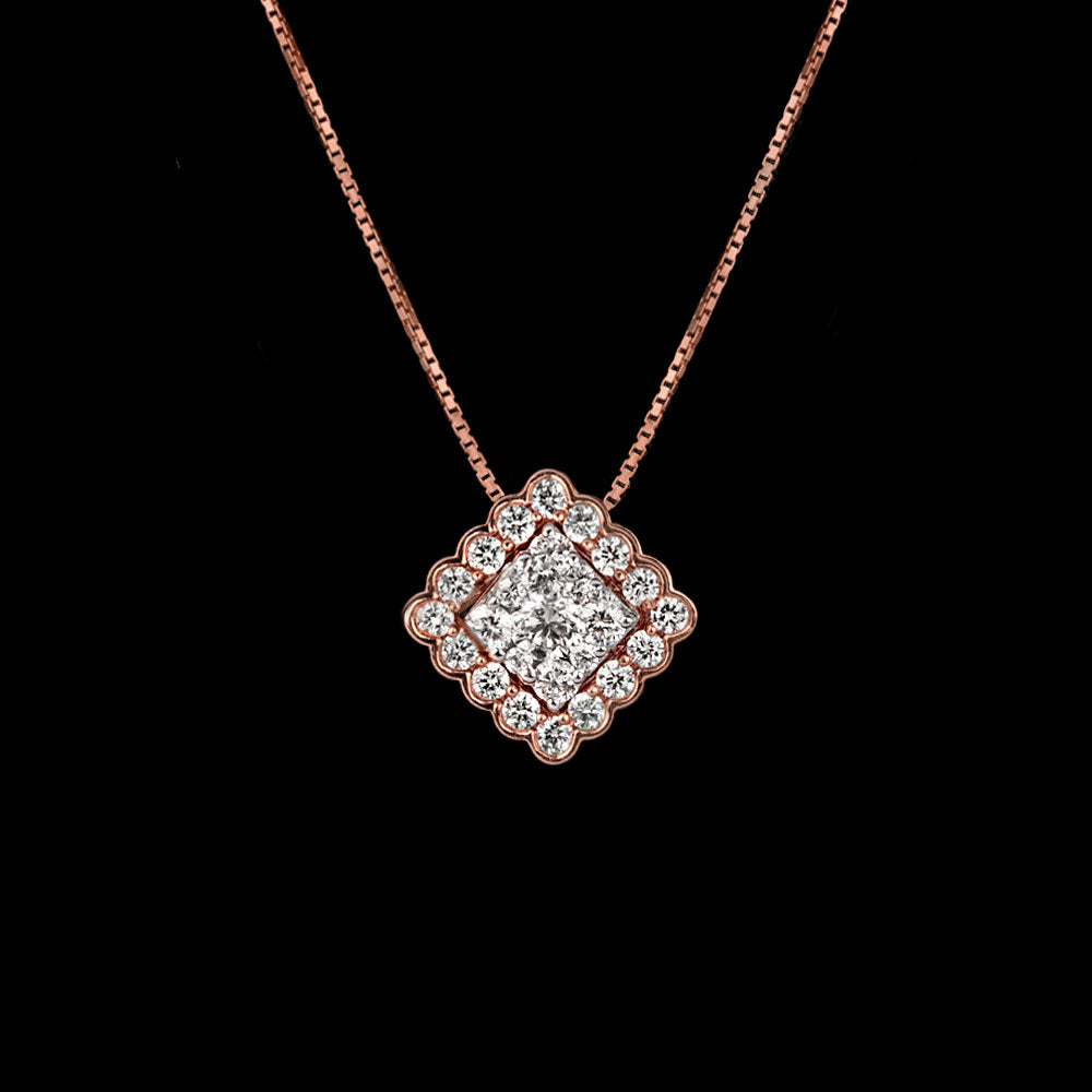 18K Two Tone Gold Diamond Pendant - 0.44ct VS-GH