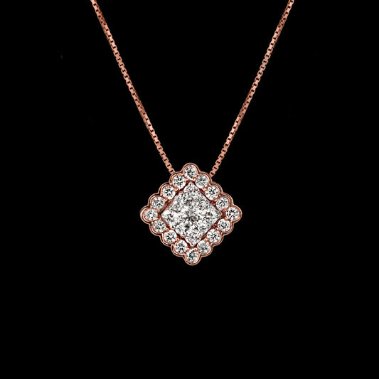 18K Two Tone Gold Diamond Pendant - 0.44ct VS-GH