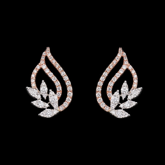 14K Two Tone Gold Diamond Earrings - 0.63ct SI-GH