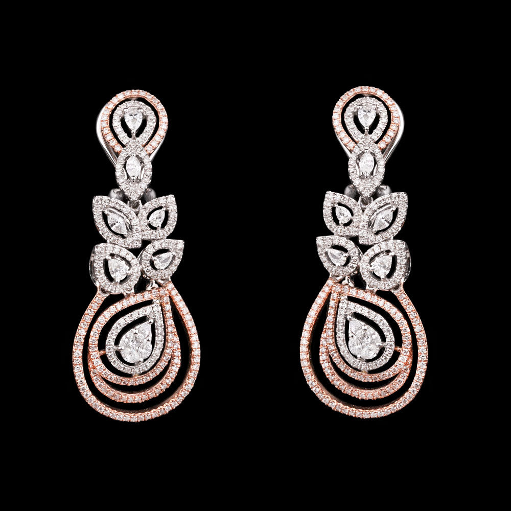 14K Two Tone Gold Diamond Earrings - 2.49ct SI-GH