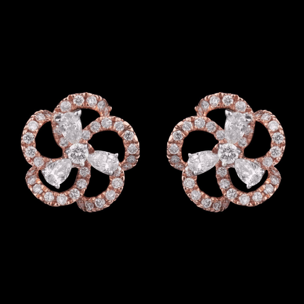 14K Two Tone Gold Diamond Earrings - 0.42ct SI-GH
