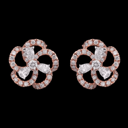 14K Two Tone Gold Diamond Earrings - 0.42ct SI-GH