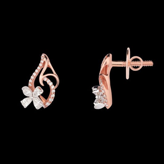 14K Two Tone Gold Diamond Earrings - 0.41ct SI-GH