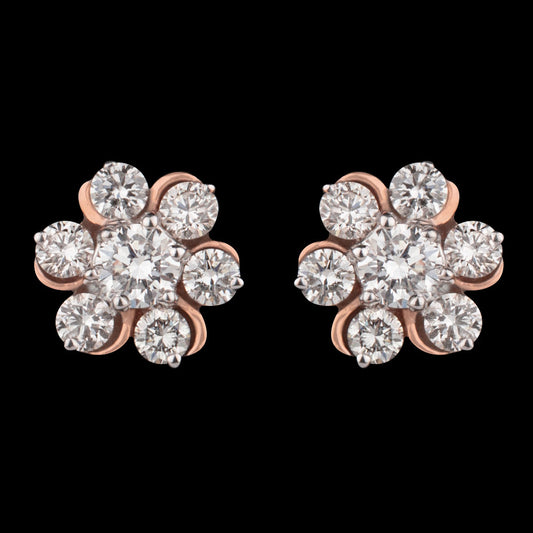 14K Two Tone Gold Diamond Earrings - 0.79ct VS-GH