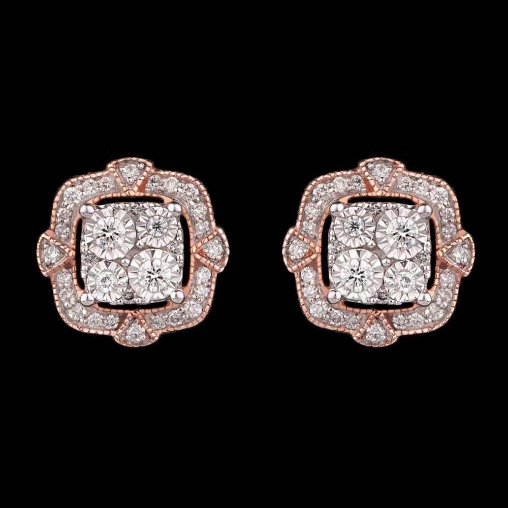 14K Two Tone Gold Diamond Earrings - 0.53ct SI-GH