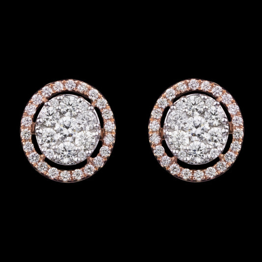 14K Two Tone Gold Diamond Earrings - 0.96ct SI-HIJ