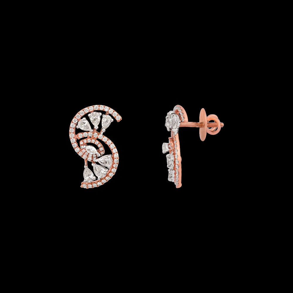 14K Two Tone Gold Diamond Earrings - 1.74ct SI-HIJ