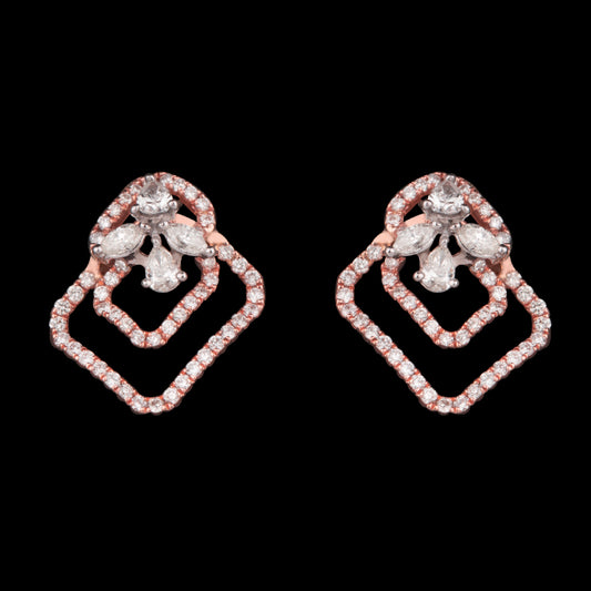 14K Two Tone Gold Diamond Earrings - 1.15ct SI-HIJ