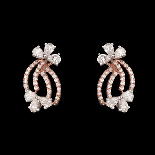 14K Two Tone Gold Diamond Earrings - 1.28ct SI-HIJ
