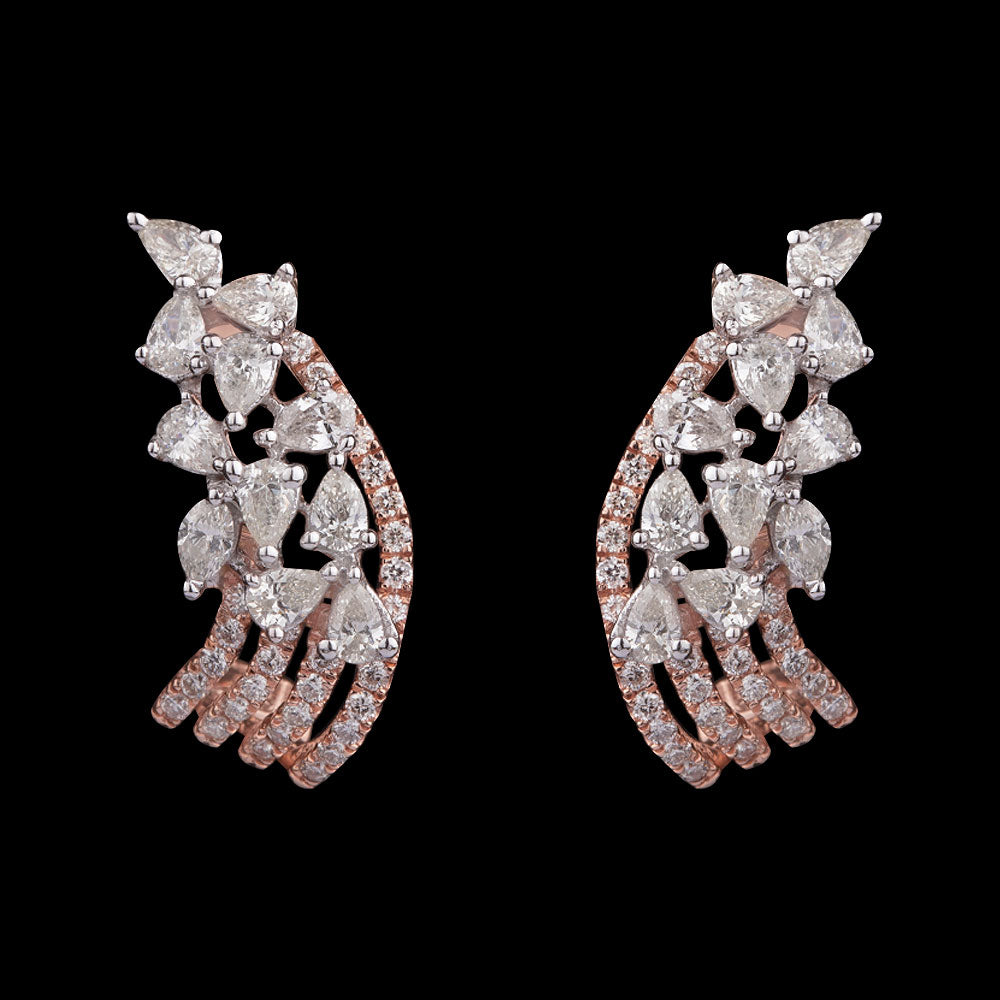 14K Two Tone Gold Diamond Earrings - 1.2ct SI-HIJ