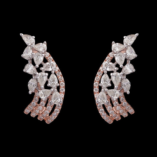 14K Two Tone Gold Diamond Earrings - 1.2ct SI-HIJ