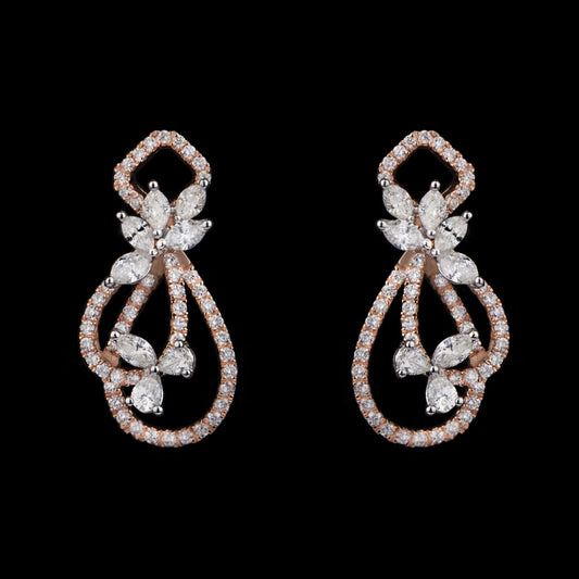 14K Two Tone Gold Diamond Earrings - 1.75ct SI-HIJ