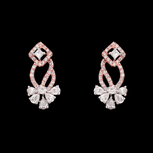 14K Two Tone Gold Diamond Earrings - 0.82ct VS-FG