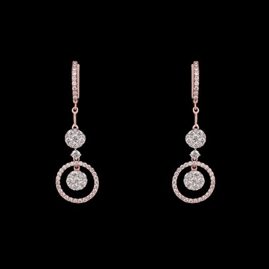 14K Two Tone Gold Diamond Earrings - 1.51ct VVS-VS-GH