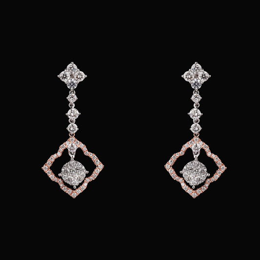 14K Two Tone Gold Diamond Earrings - 1.65ct VVS-VS-GH