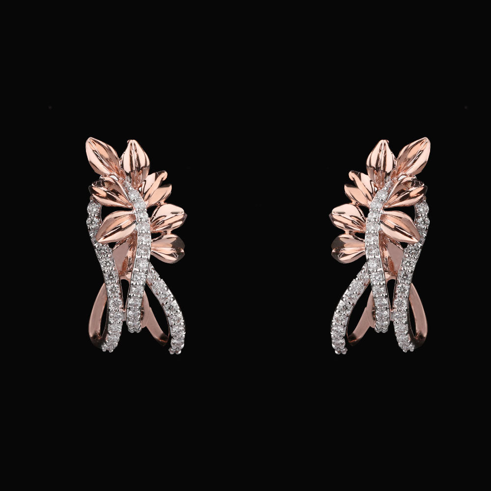 14K Two Tone Gold Diamond Earrings - 0.39ct VVS-VS-HI