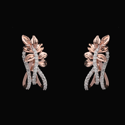 14K Two Tone Gold Diamond Earrings - 0.39ct VVS-VS-HI
