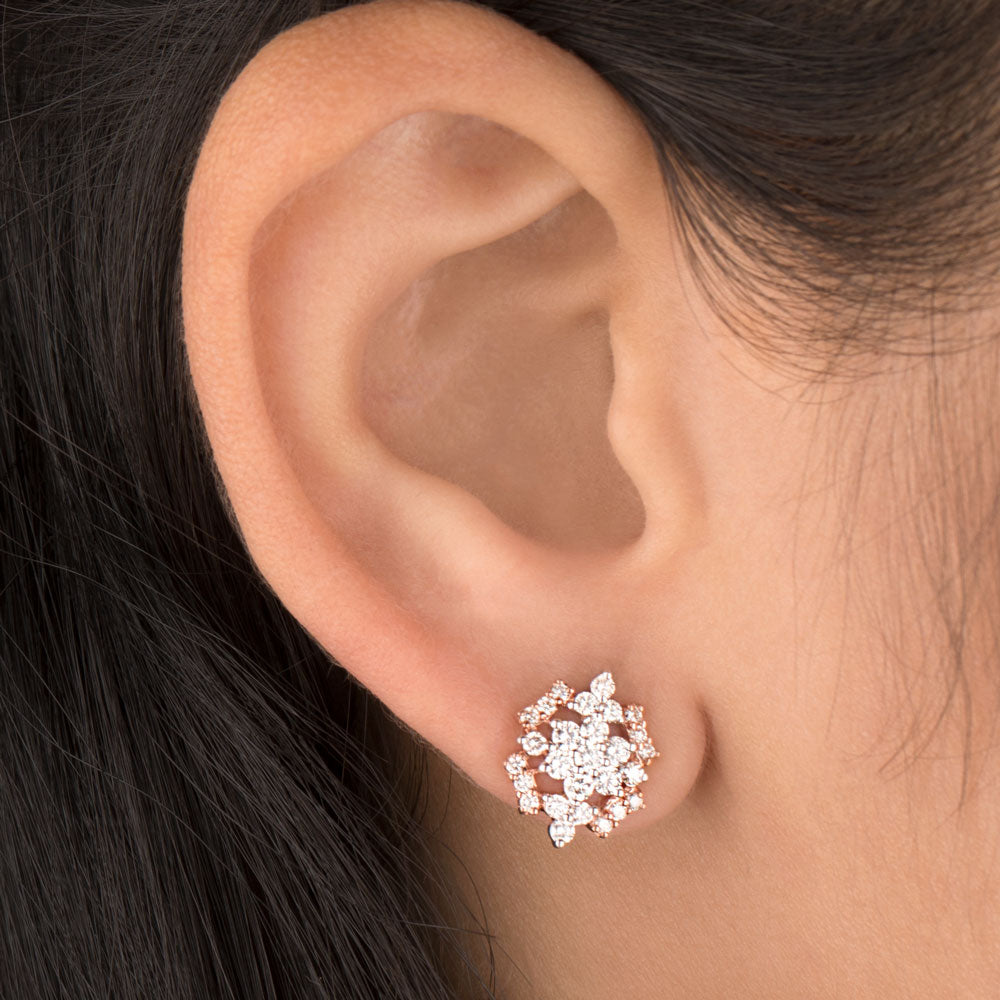 14K Two Tone Gold Diamond Earrings - 0.72ct VVS-VS-IJ