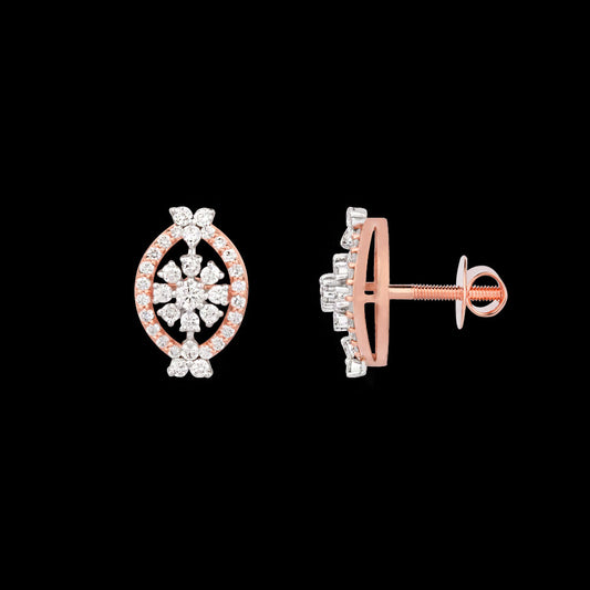14K Two Tone Gold Diamond Earrings - 0.76ct VVS-VS-GH