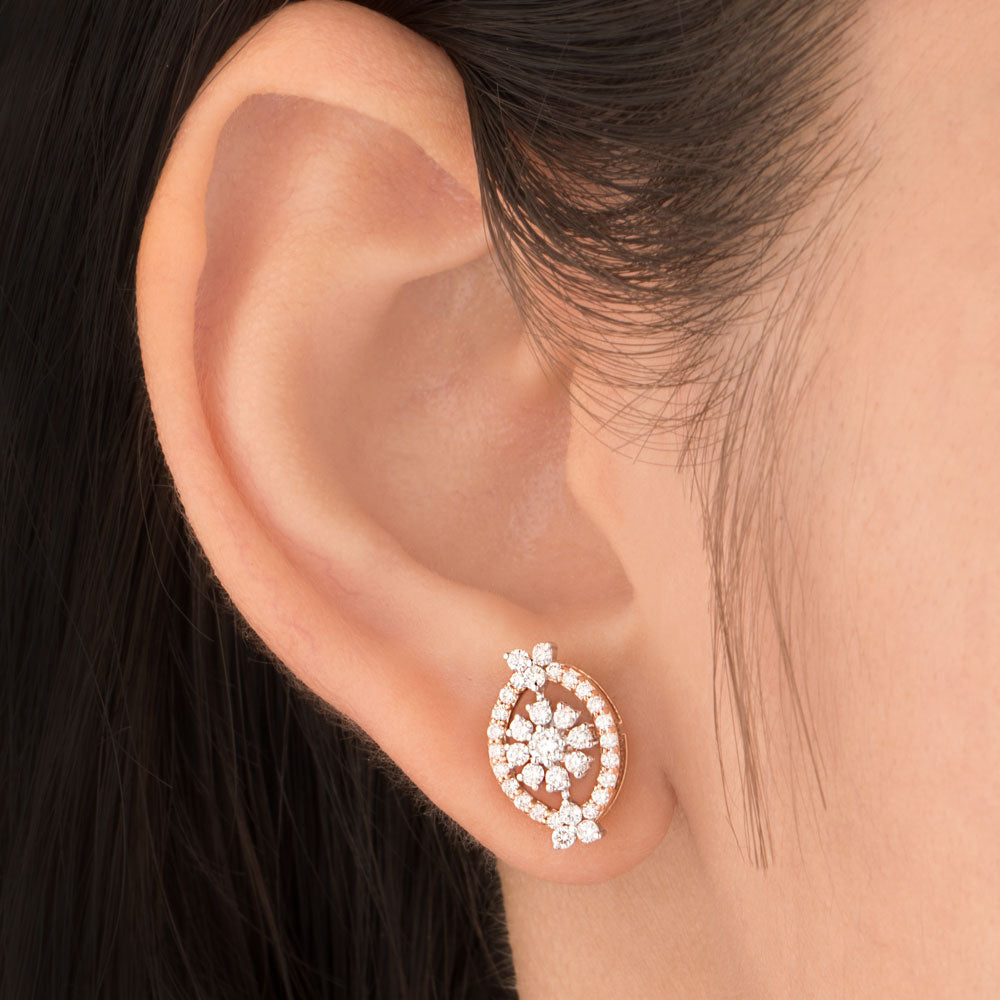 14K Two Tone Gold Diamond Earrings - 0.76ct VVS-VS-GH