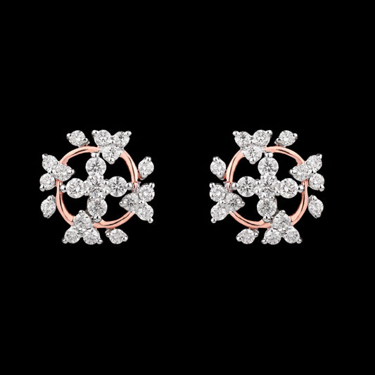 14K Two Tone Gold Diamond Earrings - 0.75ct VVS-VS-IJ