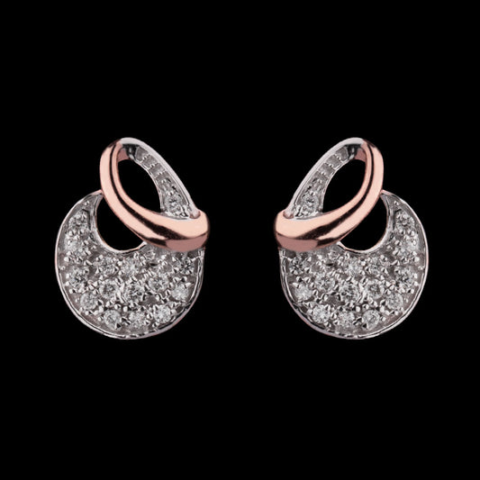 14K Two Tone Gold Diamond Earrings - 0.15ct VVS-VS-GH