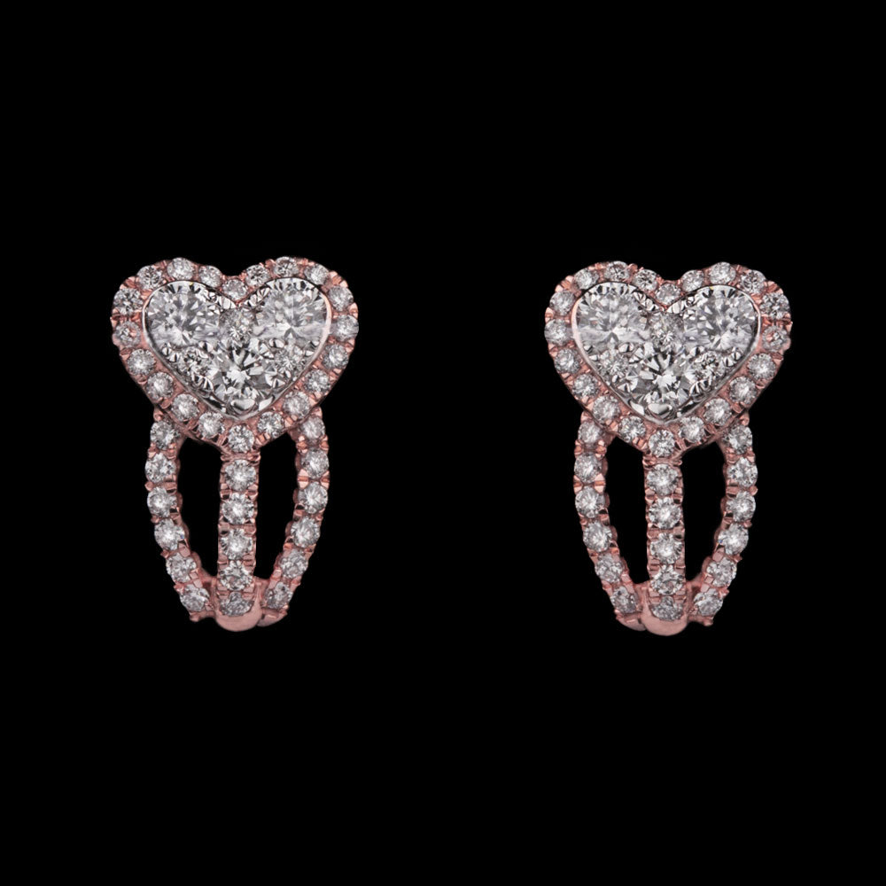 14K Two Tone Gold Diamond Earrings - 0.62ct VVS-VS-GH