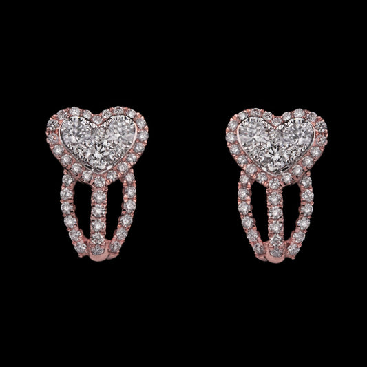 14K Two Tone Gold Diamond Earrings - 0.62ct VVS-VS-GH