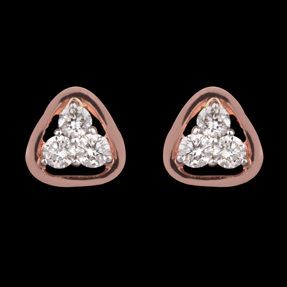 14K Two Tone Gold Diamond Earrings - 0.12ct VS-SI-HI