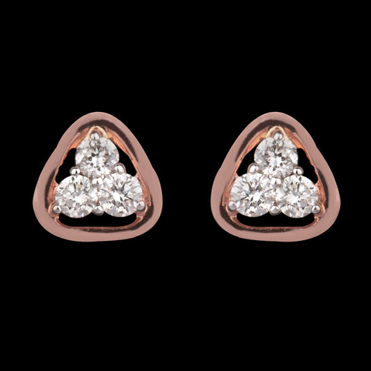 14K Two Tone Gold Diamond Earrings - 0.12ct VS-SI-HI